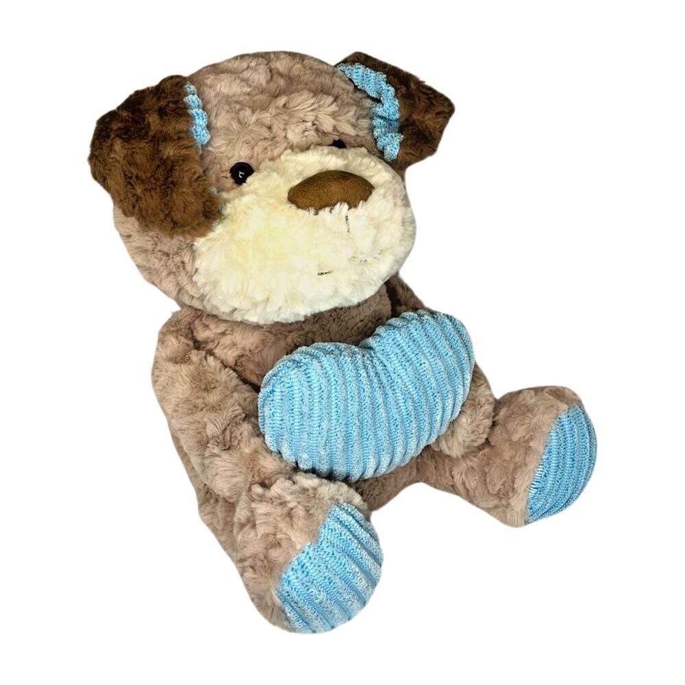 Animal Adventure Valentines Puppy Dog Blue Chenille Heart Stuffed Animal - 17”